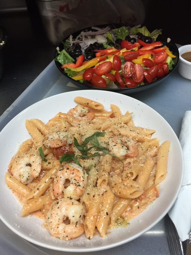 Penne Pink with Shrimp.