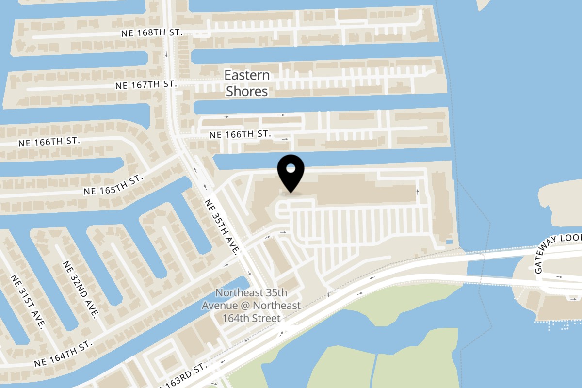 Map showing the location of Pomodoro's Pizza on 3737 NE 163rd St, Boulevard in North Miami Beach